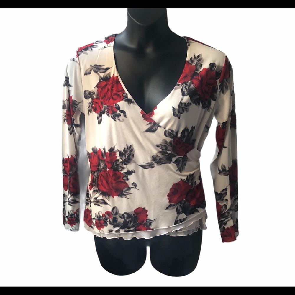 🌻 2/$25 Nine West Faux Wrap Blouse XL